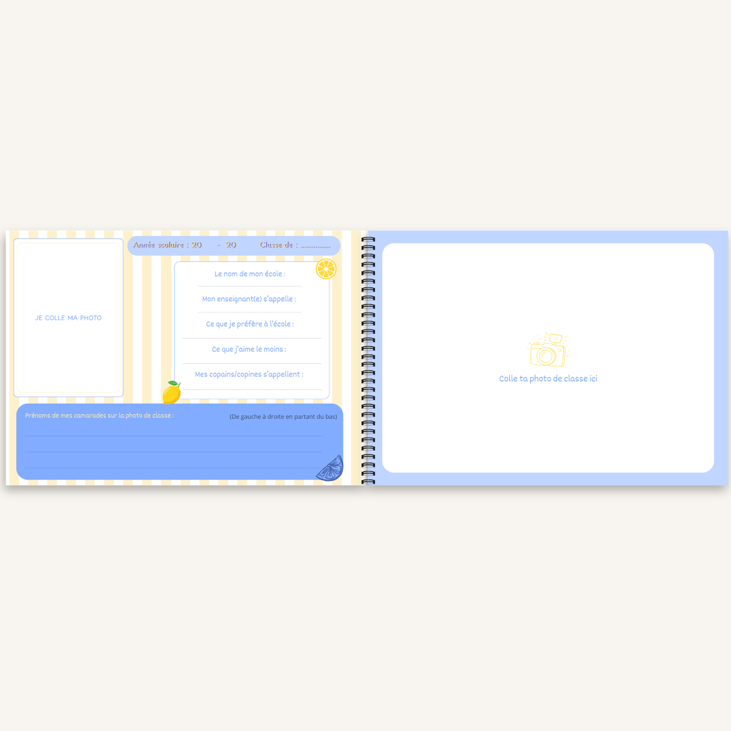 Album Photo de Classe - A4 paysage (PS -> Terminale) + Option Personnalisation