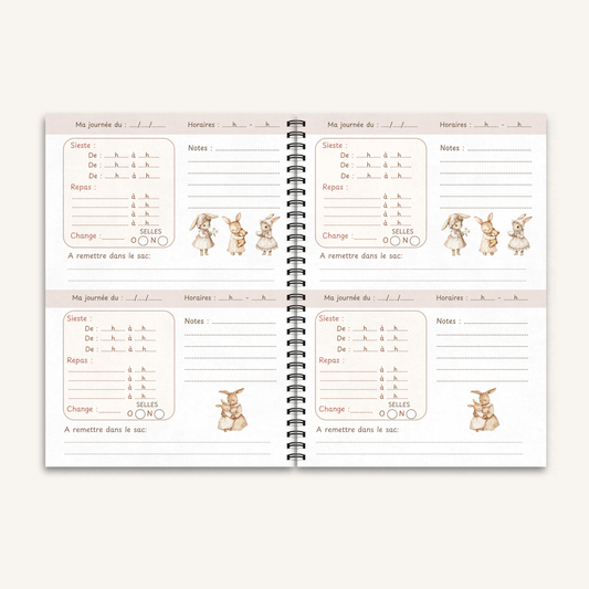 Carnet de liaison nounou / crèche / assistante maternelle - bébé suivi quotidien pendant 1 an